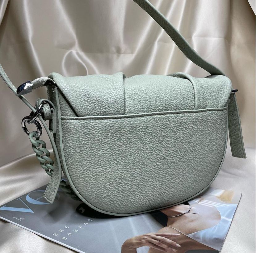 Stella Leather Half Moon Croosbody Bag ( light Green )